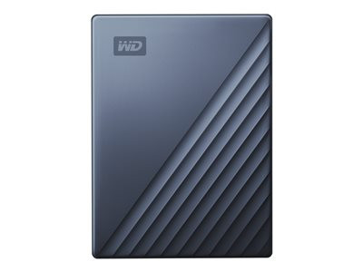 WD My Passport Ultra WDBFTM0050BBL - Hard drive - encrypted - 5 TB - external (portable) - USB 3.1 (USB-C connector) - 256-bit AES - blue
